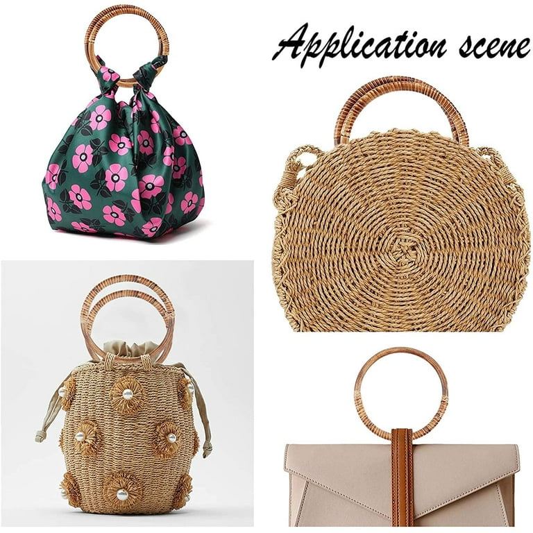 Round Rattan Bag with Handle Wicker Bags Premium Weaving