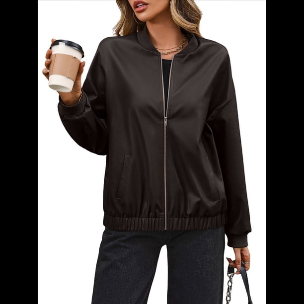 Chaqueta Informal de Sintético para Motocicleta, de Corta y Larga, para Mujer Café S