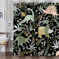 thumbnail image 5 of Kids Shower Curtains,Funny Dinosaur Shower Curtains, Cute Dinosaur for Boys Girls, Green Plant Leaf Flowers Colorful Bathroom Decor with Hooks Waterproof Fabric Polyester Bathtub Decorative, 5 of 6