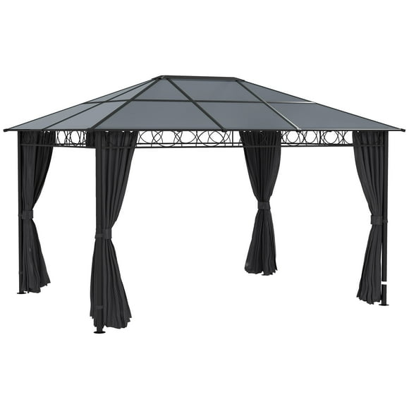 Outsunny 13' x 10' Hardtop Gazebo Canopy, Outdoor Patio Gazebo, Dark Grey
