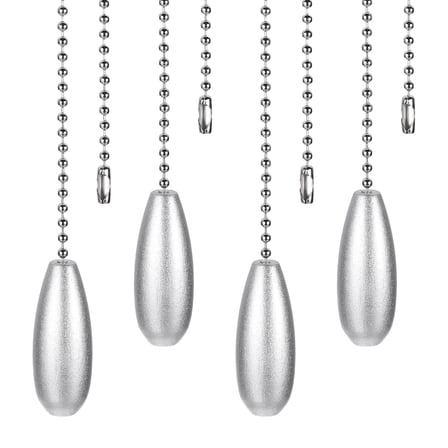 Wooden Ceiling Fan Pull Chain, 4Pcs 12" Decorative Pendant Extension Chains, Silver