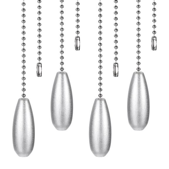 Wooden Ceiling Fan Pull Chain, 4Pcs 12" Decorative Pendant Extension Chains, Silver