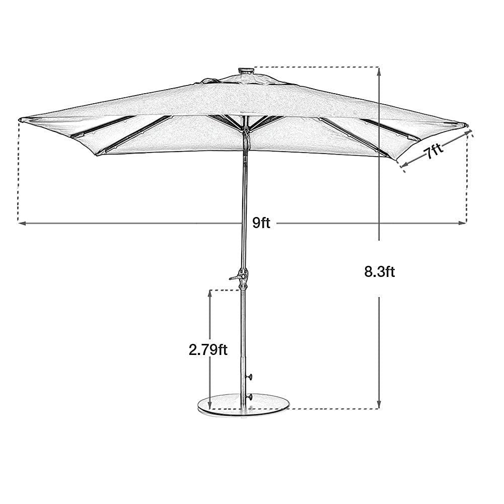 Abba Patio 7 By 9 Ft Rectangular Patio Umbrella With 32 Solar Powered Led Lights With Push Button Tilt And Crank Dark Red Walmart Com Walmart Com