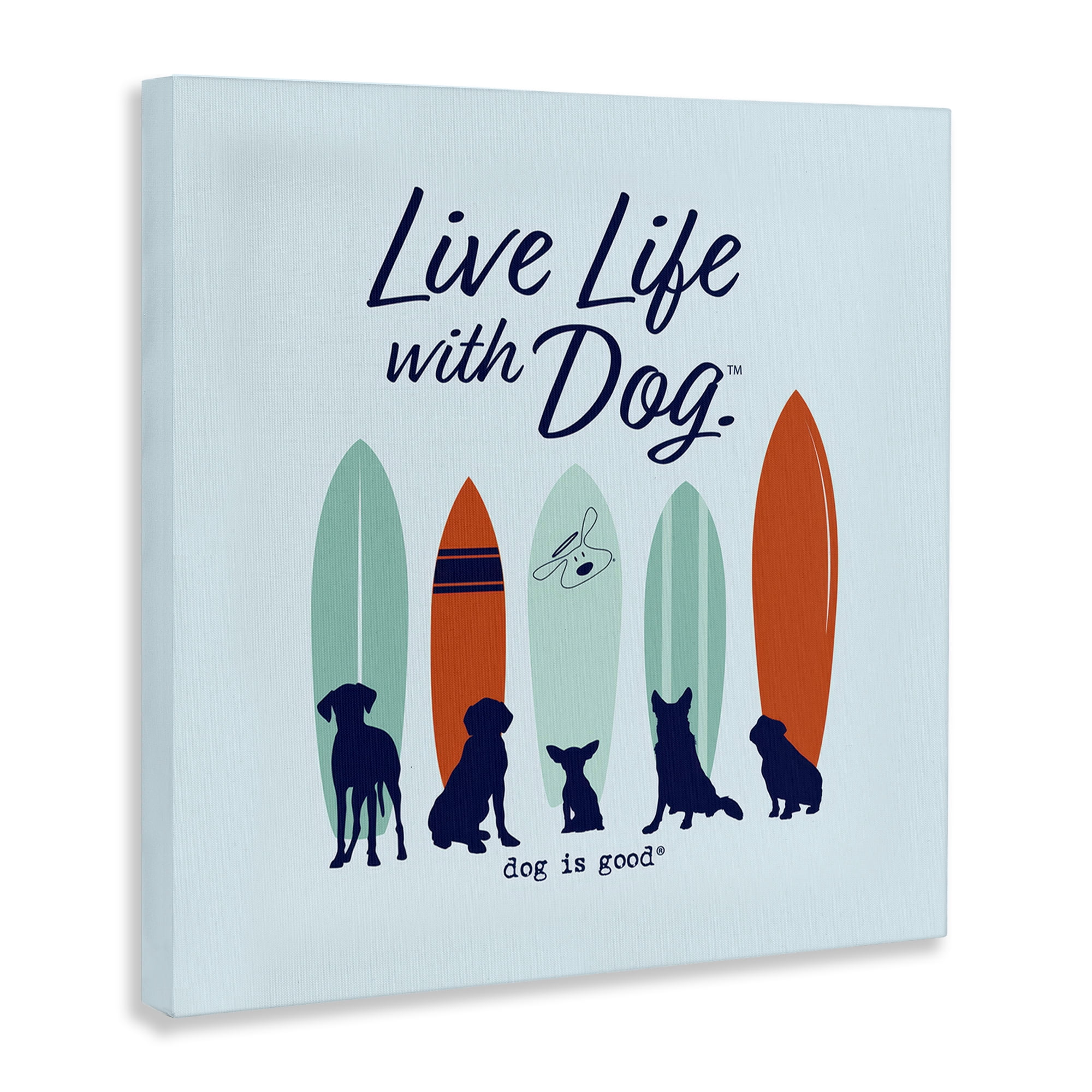 Stupell Industries Surfboards & Dogs Phrase Animals Painting Wrapped Canvas Art Print Wall Art, 17 x 17