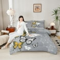thumbnail image 4 of Castle Fairy Kids Teens Adults Flying Butterflies 3 Pieces Queen Comforter Set,Bohemian Floral Mandala Ultra Soft Bedding Sets,Boho Exotic Style Bedding Comforter Set Breathable, 4 of 8
