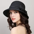 thumbnail image 4 of CYSFASHION Sun Hats for Women Vintage Roll Up Cool Casual Short Brim Felt Bucket Hat Black, 4 of 7