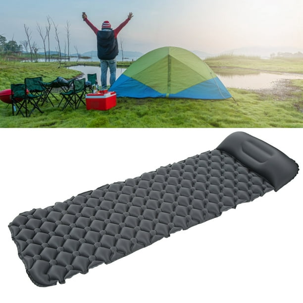 Gonflable Camping Tapis Ultra Léger Matelas Imperméable Couchage Portable Pliable Rouleau Compact Air Coussin pour Hamac Tente Voyage Randonnée Sac à Dos Extérieur Auto-Gonflant Simple Lit - Gris