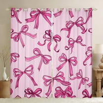 Manfei Dreamy Pink Bowknot Black Out Curtains, Kawaii Cute Cartoon Bow Curtains Pack of 2 (42x63 Each), Teens Kids Girls Female Bedroom Curtains, Curtains and Drapes Decor