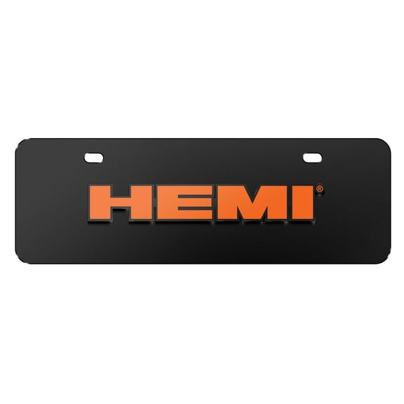 HEMI Logo 3D Logo 12" x 4.25" European Look Black Half-Size Stainless Steel License Plate