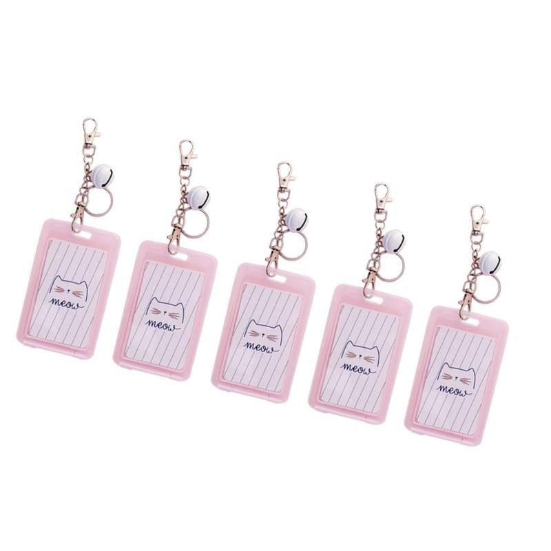 Vertical ID Badge Holder Protector Credit Card Bus Pass Holder Clear Happy 