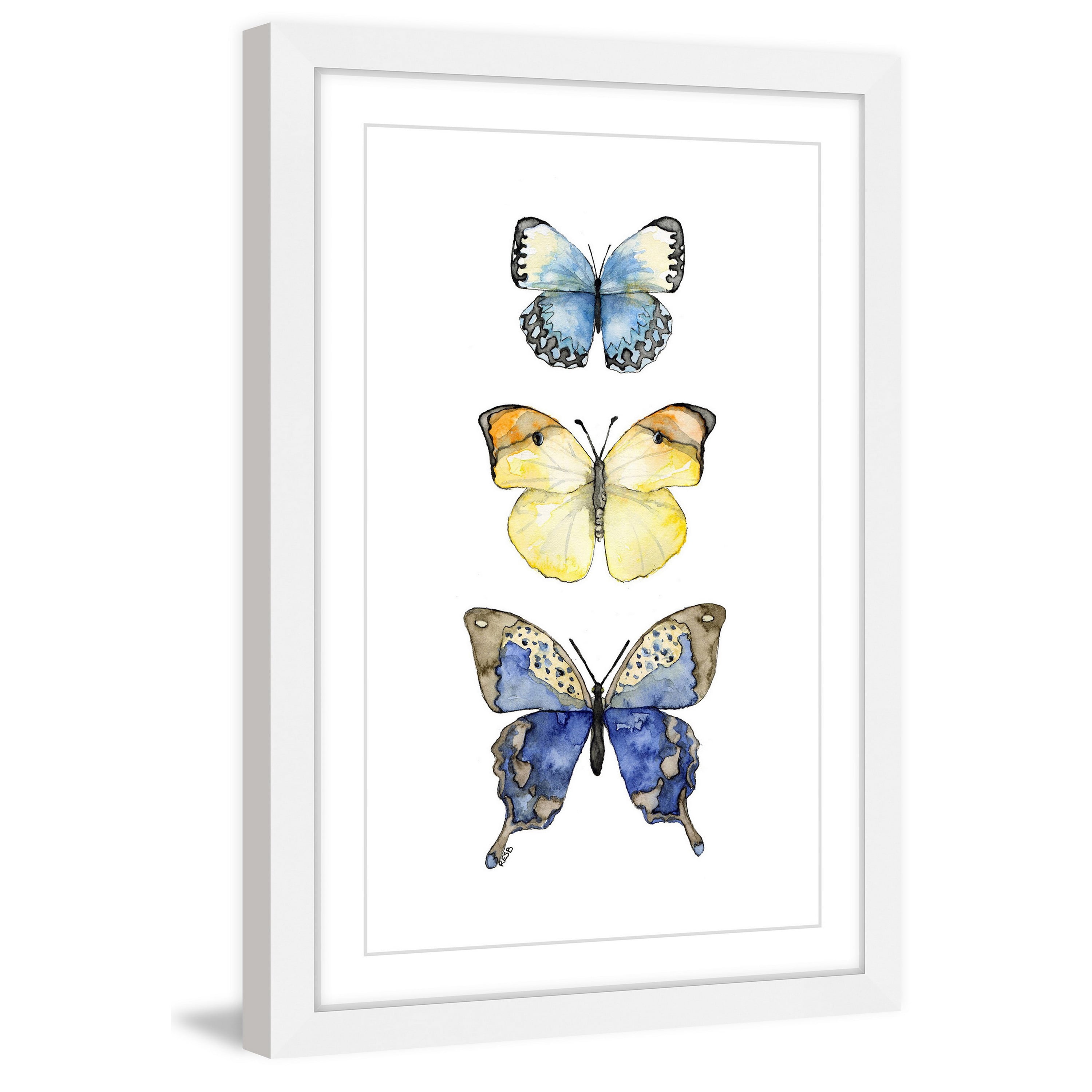 Marmont Hill "Three Butterflies" by Rachel Byler Framed Painting Print
