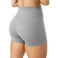 thumbnail image 4 of vigerkar Crossover Biker Shorts for Women, No Front Seam V High Waist Yoga Workout Gym Shorts Tummy Control Leggings Grey, L, 4 of 7