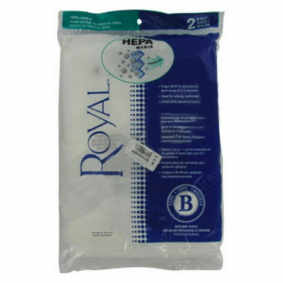 Royal Appliance Manufacturing 261038 Commercial Type B, HEPA-Media Disposable Bags - 2 Per Pack