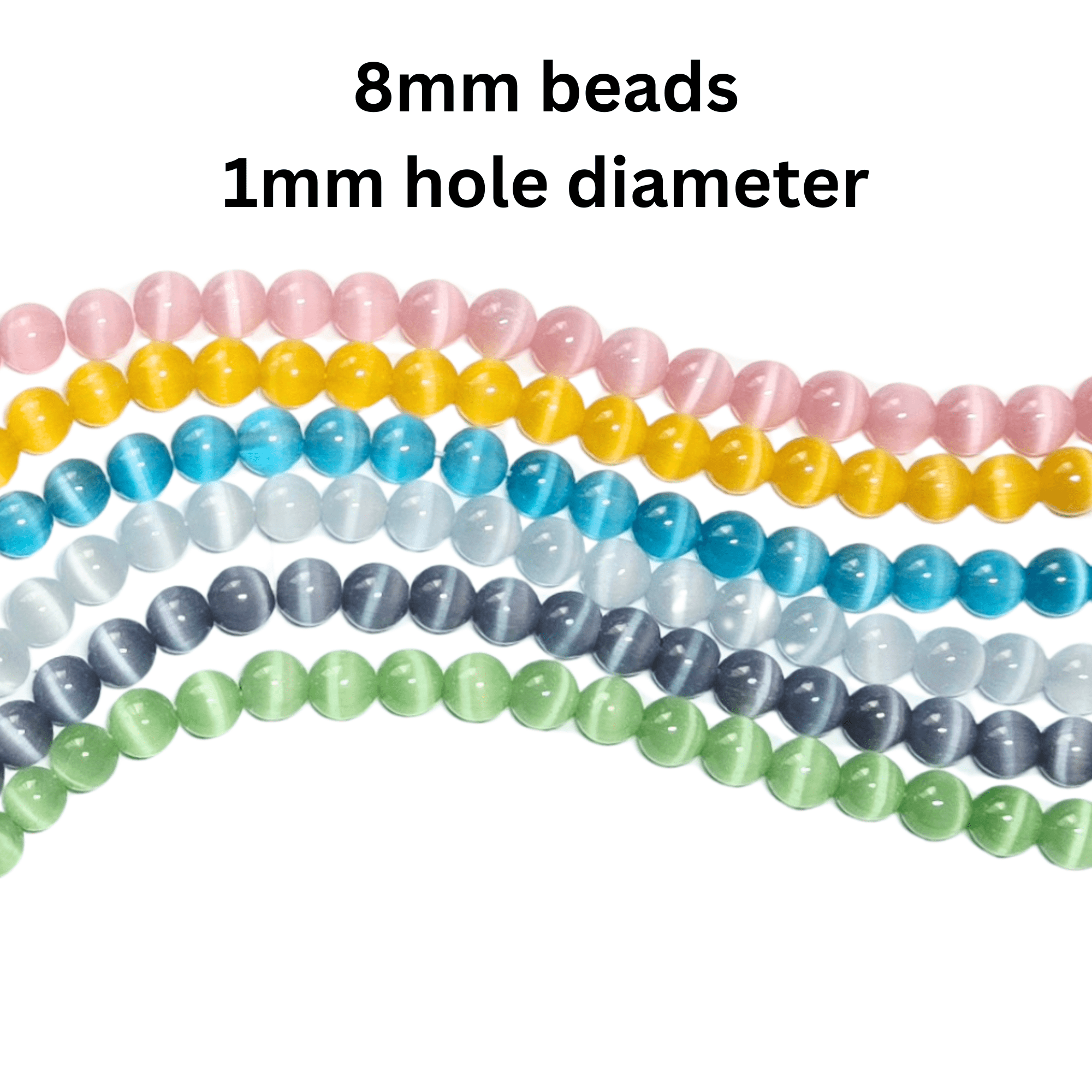 Cat Eye Round Glass Beads Bulk for Jewelry Making, DIY Craft Supplies, Gift for Beader, 8mm, 300 Pcs