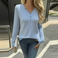thumbnail image 7 of ShiShine Womens Long Sleeve Shirts V-Neck Striped Slim Fit Tops Casual Stretch Basic Tee Going Out Top Fall Fashion 2025, 7 of 7