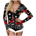 thumbnail image 2 of Aayomet Dressy Jumpsuits For Women Women's V-neck Sleeve Long Printed Christmas Ladies Button Short Pajama Women's Jumpsuit,Black XL, 2 of 4