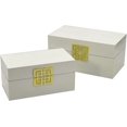 thumbnail image 3 of Galt International Large & Small Decorative Storage Box w/Hinged Lid - Classic Design Wood Decor Boxes with Geometric Opening Clasp - Home & Office Storage - Set of 2 (White + Gold), 3 of 16