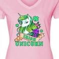 thumbnail image 4 of Inktastic St Patricks Day Irish Unicorn Illustration with Shamrocks Women's V-Neck T-Shirt, 4 of 5