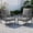 Gray X-shaped Arm, variant on DELMANGO 2 Pieces Outdoor Furniture Patio Chairs, All Weather Patio Dining Chairs, Outdoor Bistro Armchairs with Cushions, for Conversation, Porch, Deck, Balcony, Grey