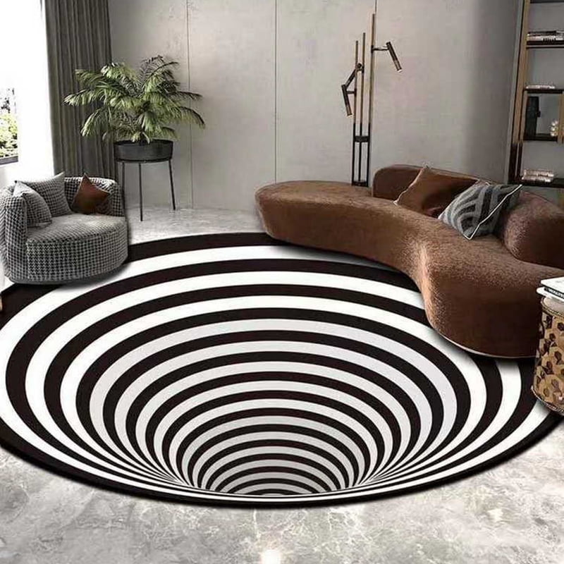3D Printed Round Vortex Illusion Anti-slip Living room Rug Carpet Floor Door Mat