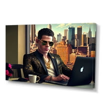 Designart Man Gambling At Desk I Canvas Wall Art
