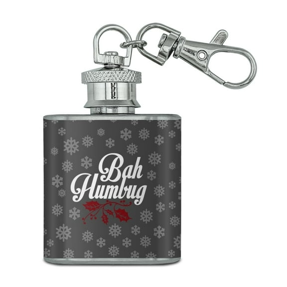 Bah Humbug Christmas Funny Stainless Steel 1oz Mini Flask Key Chain