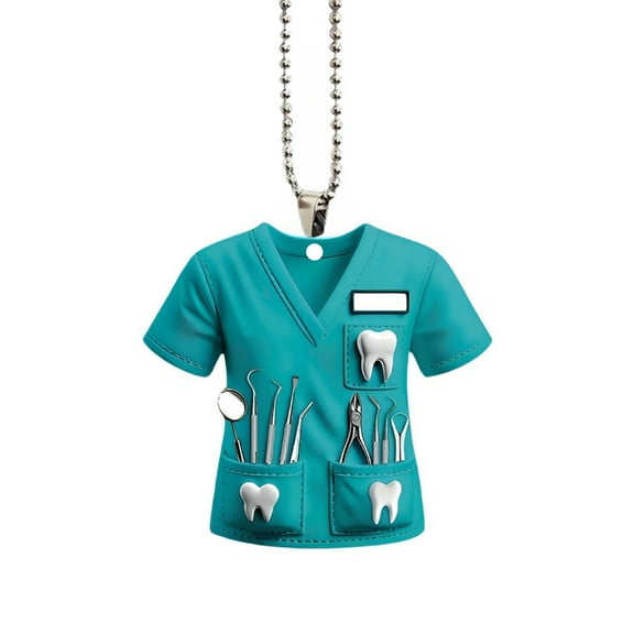 Car Interior Decoration Dentist Costume Pendant Rearview Mirror Mount Dental Theme Ornament Charm 2D Hanging Decoration