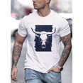 thumbnail image 1 of [Wild West Graphic Tee] Summer Perfect, Men's Wild West Western Bull Skull Graphic Tee - Breathable Polyester, Casual Crew Neck, Short Sleeve, 1 of 6