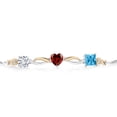 thumbnail image 2 of Gem Stone King 925 Silver and 10K Yellow Gold Red Garnet Swiss Blue Topaz and Lab Grown Diamond Tennis Bracelet for Women By Keren Hanan (2.30 cttw, Adjustable up To 9 inch), 2 of 4