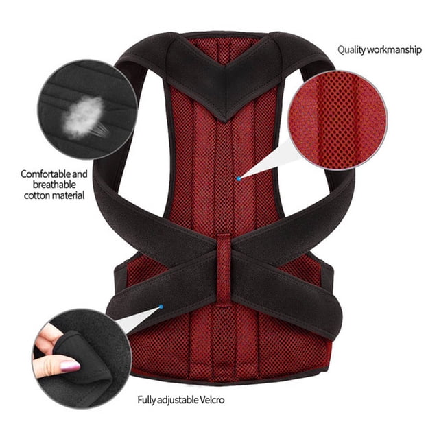 QJUHUNG Back Brace Flexible Adjustment Posture Corrector Comfortable Elasticity Enhances Athletic Performance Lumbar Support Pillow Red Xxl