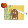 thumbnail image 4 of Summer Sunflowers Longhair Chocolate and Cream Dachshund Glass Cutting Board Large 12 in x 15 in, 4 of 5