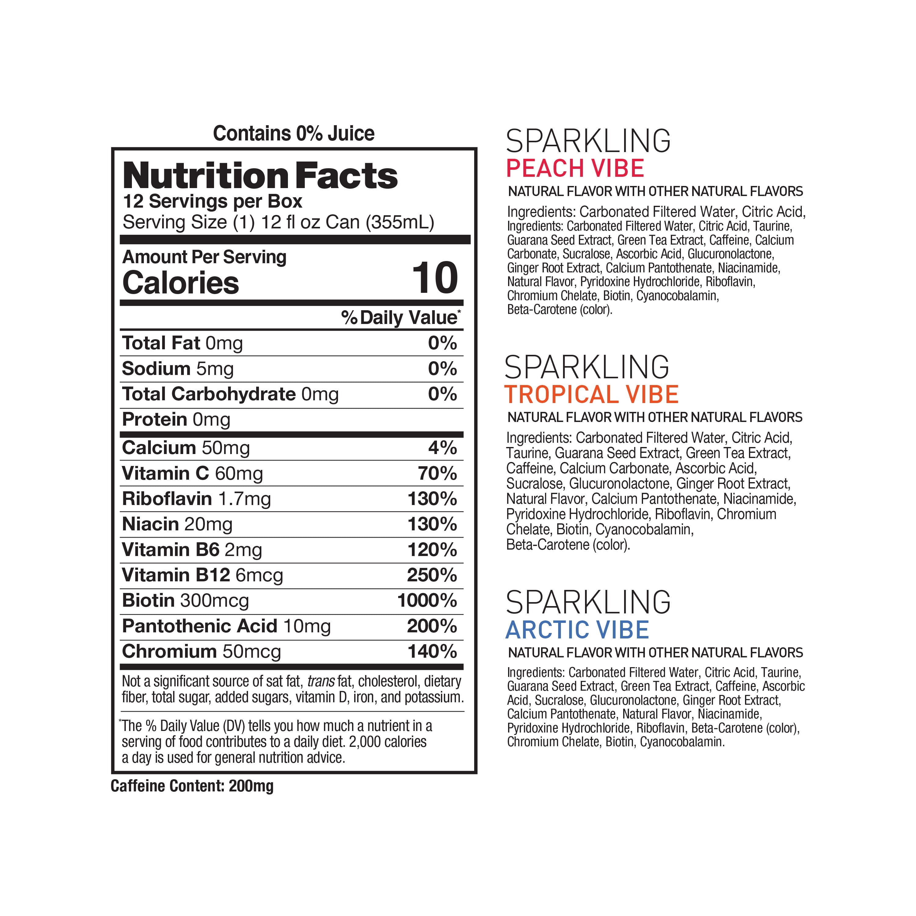 CELSIUS Sparkling Vibe Variety Pack, Functional Energy Drink 12 fl oz (Pack of 12)