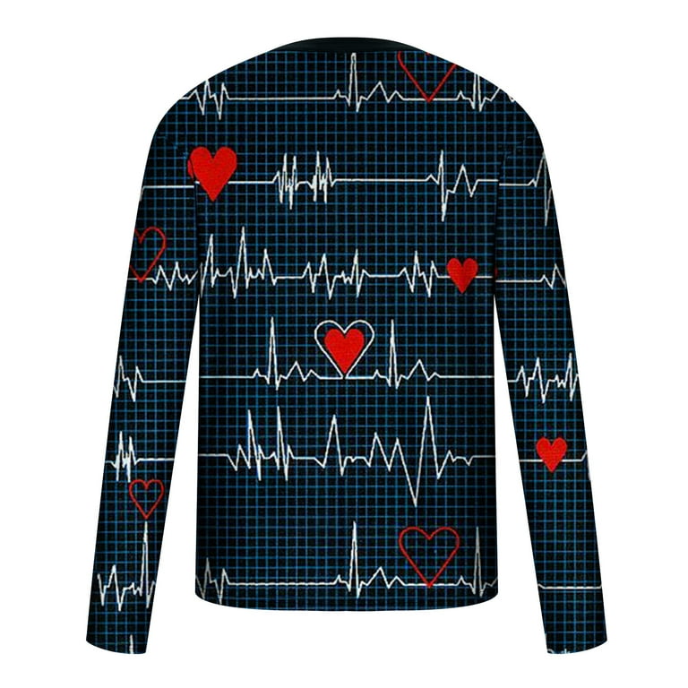 jsaierl Long Sleeve Shirts for Men 3D Heart Graphic Tee Casual
