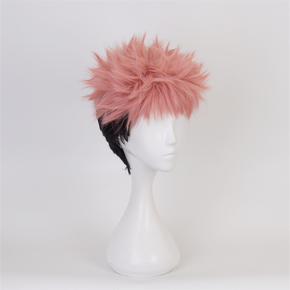 iirukaa Anime JJK Itadori Yuji Wig Itadori Yuji Cosplay Wig with Wig Cap Heat Resistant Synthetic Hair for Festival, Holiday, Cosplay Party, Comic Exhibitions