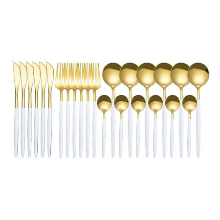 

24Pcs Stainless Steel Dinnerware Set Kitchen Cutlery Set Fork Spoon Flatware Tableware Minimalist Silverware