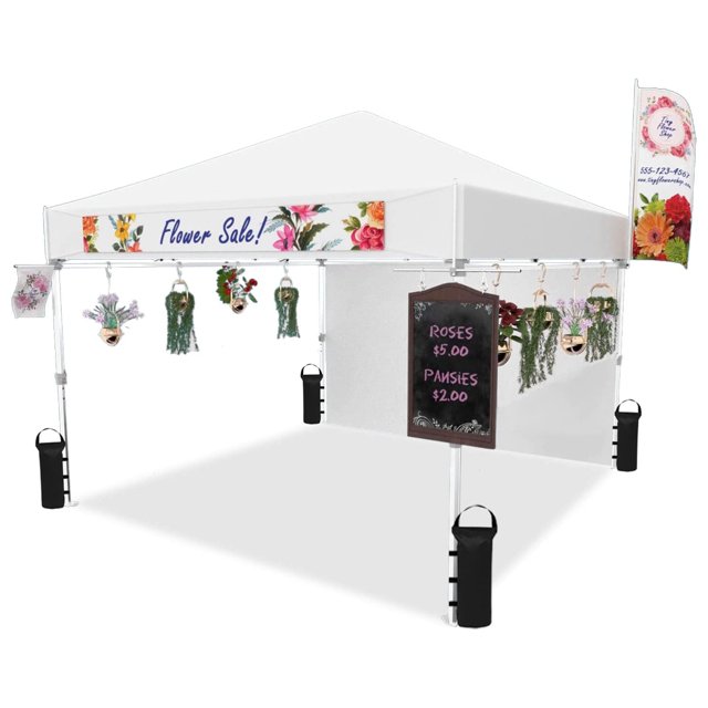 Crown Shades 10' x 10' Base Pop-Up Instantanée Réglable Auvent Pop-Up, Blanc