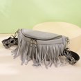 thumbnail image 3 of Bolso bandolera para mujer, bolso informal con borlas en el pecho, bolso con borlas (gris), 3 of 6