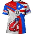 thumbnail image 3 of Personalized Puerto Rico Flag 3D Shirt - Unisex Adults - Red - Short Sleeve - Crew Neck - Modern - Polyester Blend - Fade Resistant - Size L (ZipHoodie, XL), 3 of 10