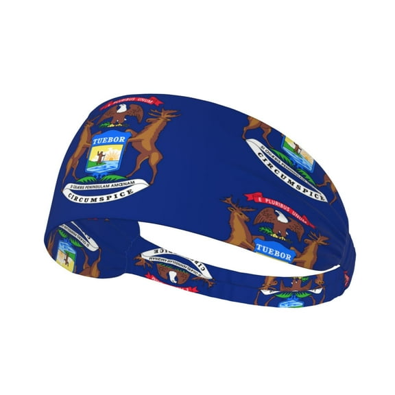 Michigan Flag Sports Headbands Sweatbands Non Slip Sweat Bands Athletic Workout Fashion Wide Hair Bands For Men Women
