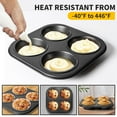 thumbnail image 6 of Air Fryer Muffin Top Pan with 7 Pack Reusable Silicone Baking Cup Liners for Cupcakes, Large 4-Cup Pies Pan, Non-Stick Bakeware for Eggs, Cornbread, Small Cake Layers and Drop Cookies, 6 of 8