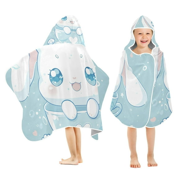 Cute Cinnamoroll Sanrio in Cup Toddler Hooded Beach Towel 24" x 50" Kids Bath Towels Soft Quick Dry for Swim Pool Boys Girls