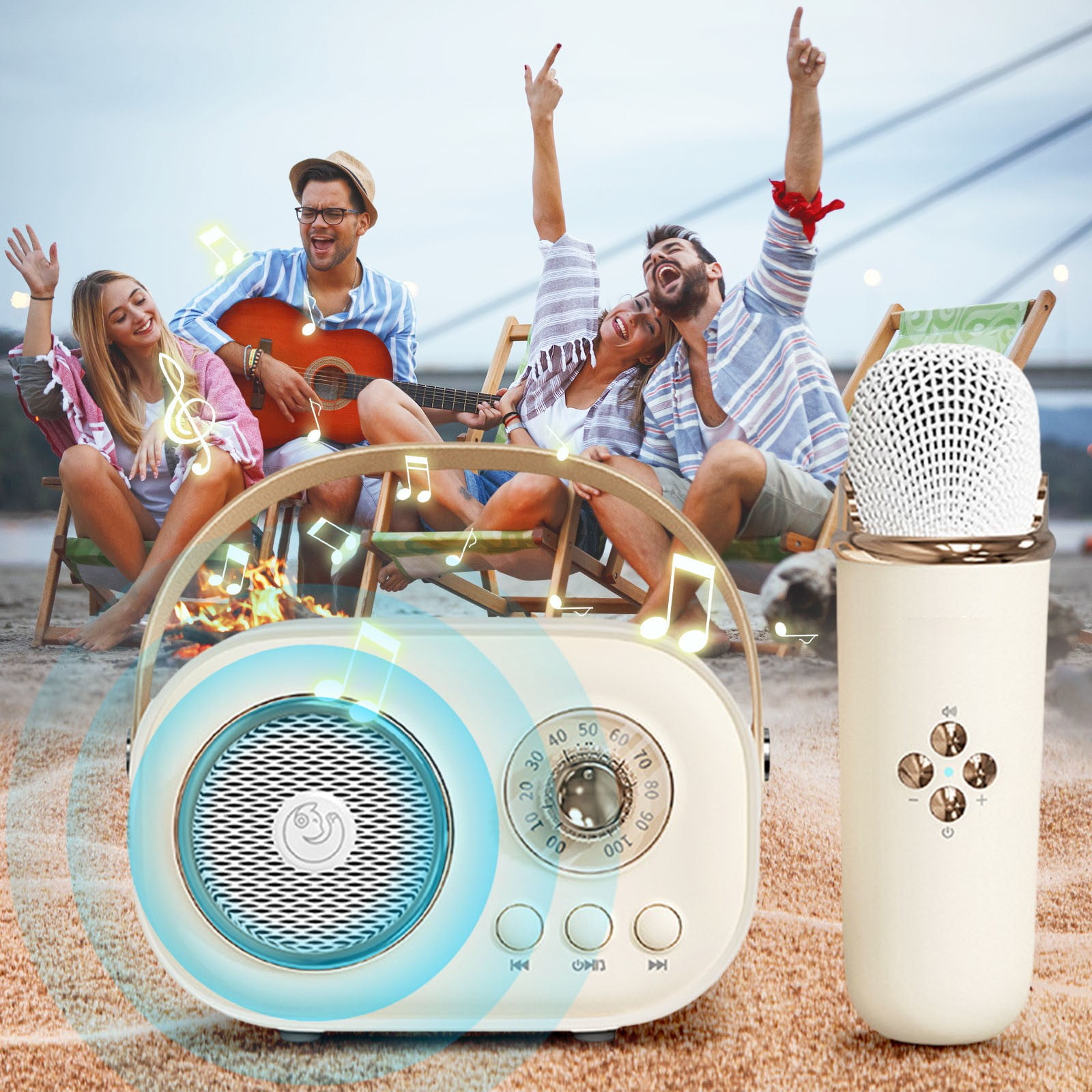 Byujiro Mini Karaoke Machine with 1 Wireless Microphone for Kids and Adults Cute Karaoke with Microphone Set Portable Bluetooth Speaker with Microphone Retro Handheld Style