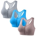 thumbnail image 2 of Sentmoon Womans Bra High Impact Sports Bras for Women 3 Pack Front Zipper Sports Bra Underwire Support Breathable Soft Stretch Back Gather Design Secure Fit Workout Running Gym Active Bra, 2 of 9
