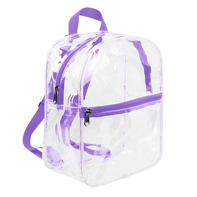 Mochila transparente, mini bolsa de PVC transparente para estudiantes educativos y universitarios, material grueso impermeable con correas de hombro ajustables y asa superior para seguridad