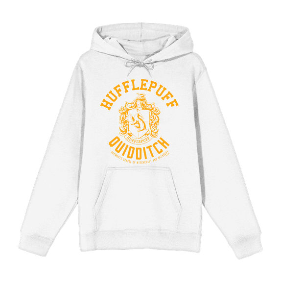 Harry Potter Hufflepuff Quidditch Crest Long Sleeve Unisex Adult Hooded Sweatshirt-Medium