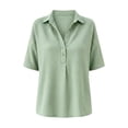 thumbnail image 6 of Kezqiaxn Plus Size Shirts for Women Short Sleeve Collared Button Down Shirts Business Dressy Work Blouses Summer Clothes, 6 of 6