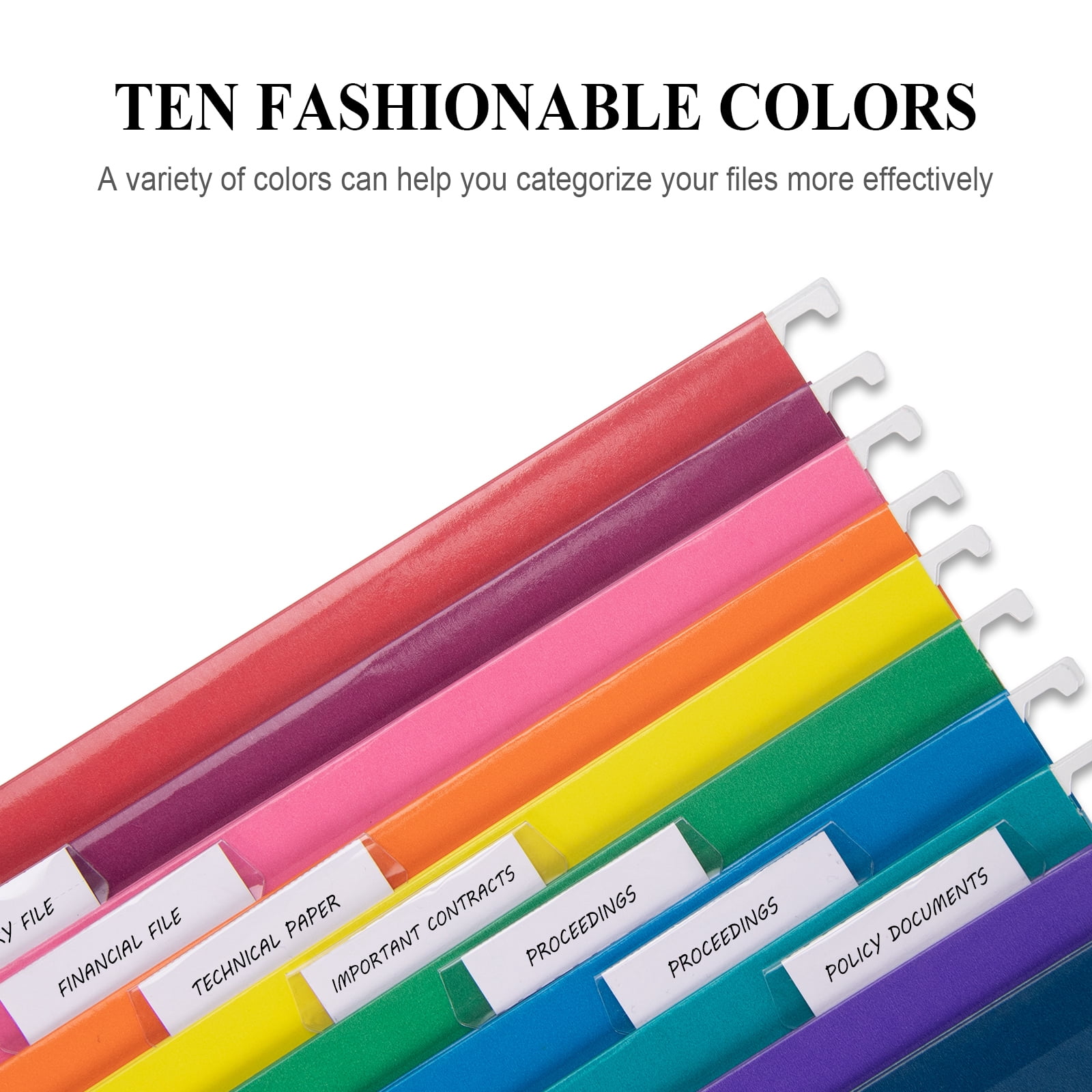 ViVin Hanging File Folders, 1/5 Cut Tab, 2" Expansion, Legal, 100/Box, Home School Office(10 Bright Multicolored)