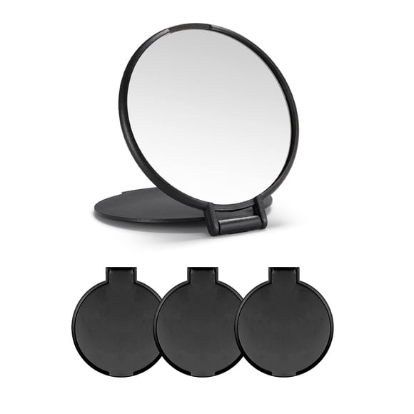 Espejo compacto a granel, espejo de maquillaje redondo para bolso, juego de 3, 2,6 pulgadas de largo x 2,37 pulgadas de ancho (negro)