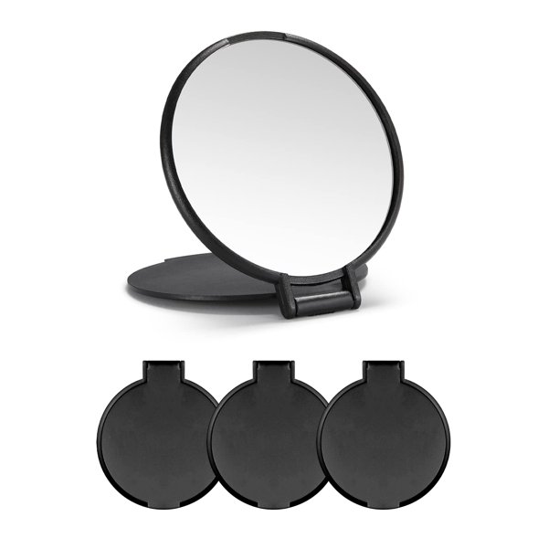 Espejo compacto a granel, espejo de maquillaje redondo para bolso, juego de 3, 2,6 pulgadas de largo x 2,37 pulgadas de ancho (negro)