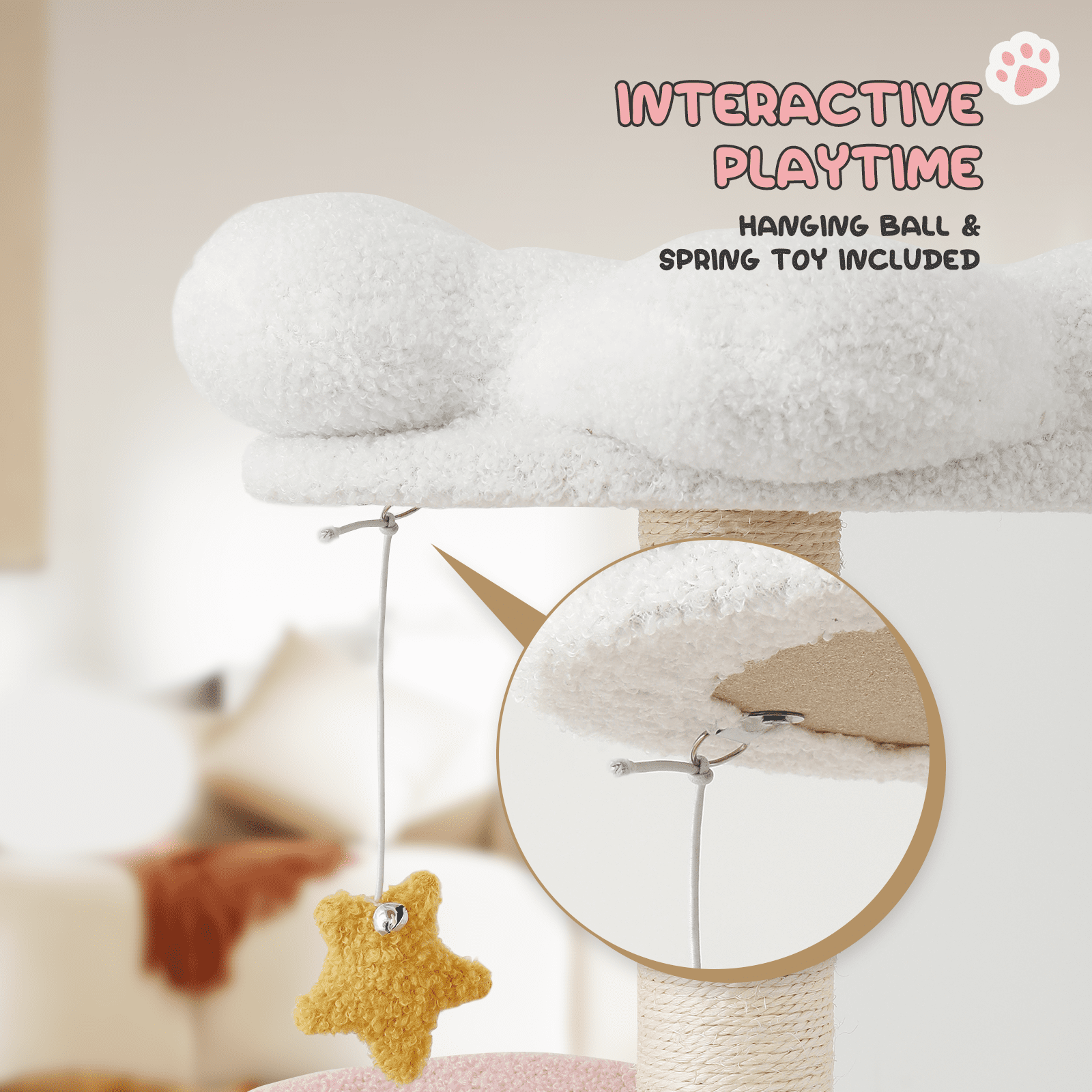 MoNiBloom 33" Flower Cat Tree for Indoor Cats, Compact Cat Tower with Condo, Scratching Posts, Flower Perch & Dangling Toys for Kittens & Small Cats, Cute Cat Furniture Stand, Pink